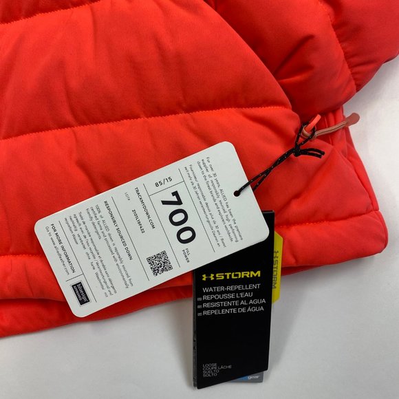 Under Armour Stretch 700 Down Jacket Women's Small 1355833 Orange Sample - Picture 3 of 7